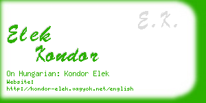 elek kondor business card